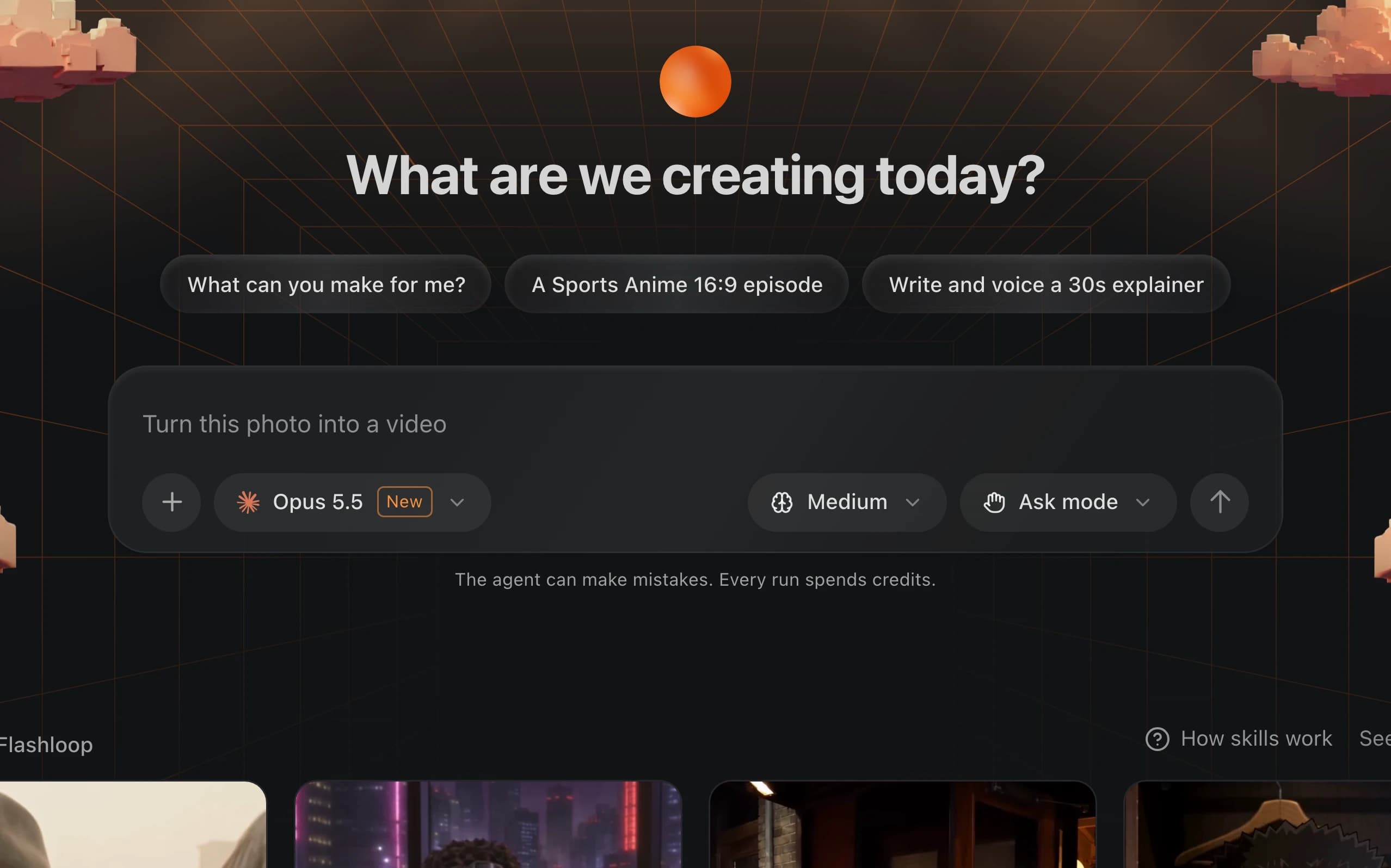 The Flashloop Super Agent start screen with the message box