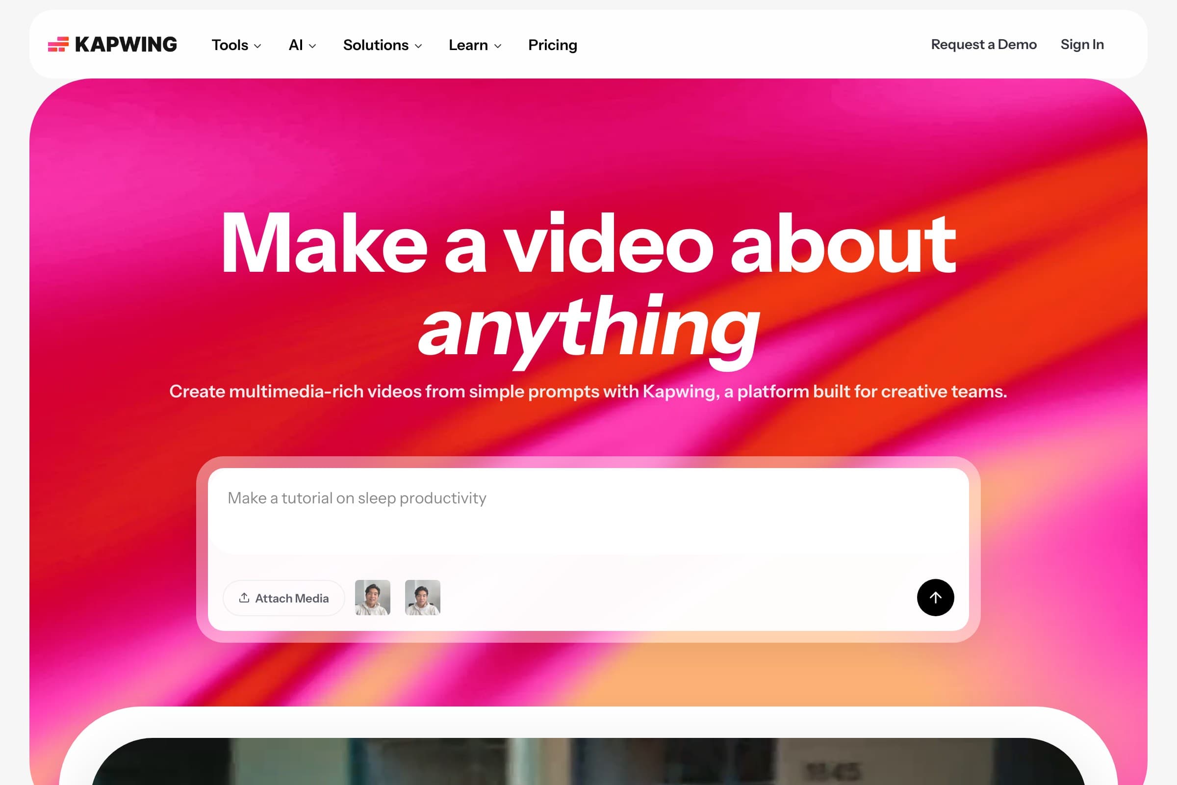 Kapwing homepage