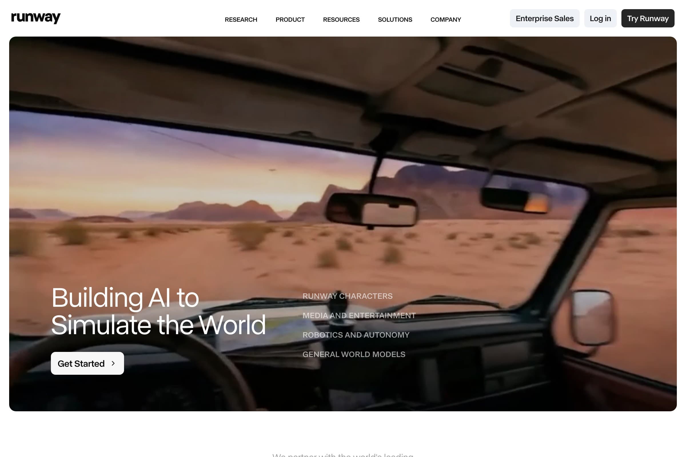 Runway homepage