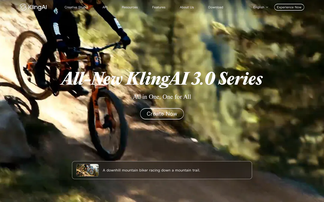 Kling AI homepage introducing the Kling AI 3.0 series